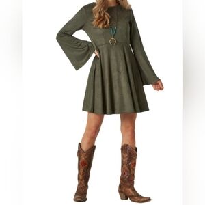 Wrangler Olive Green Bell Sleeve Dress
